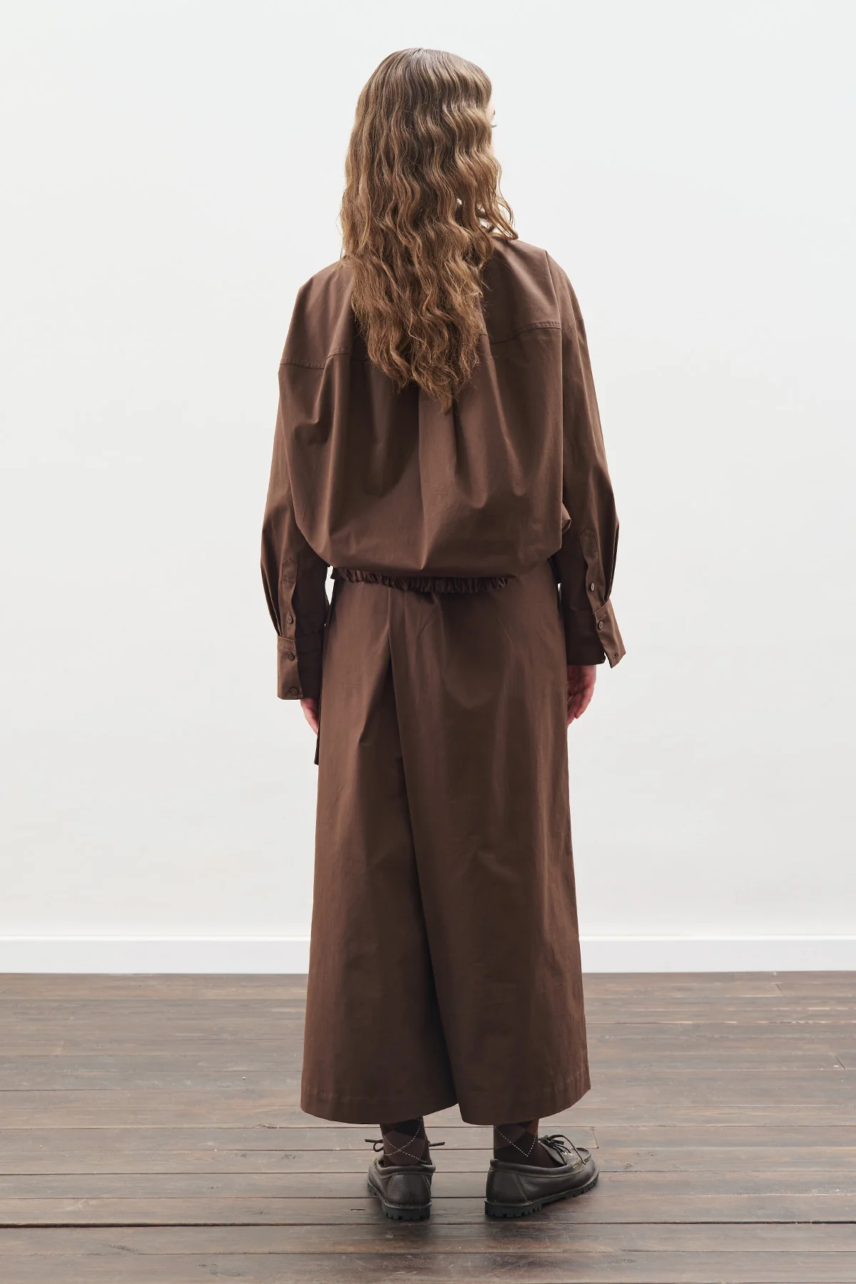 Stitch Detail Bomber Shirt Brown - Image 7