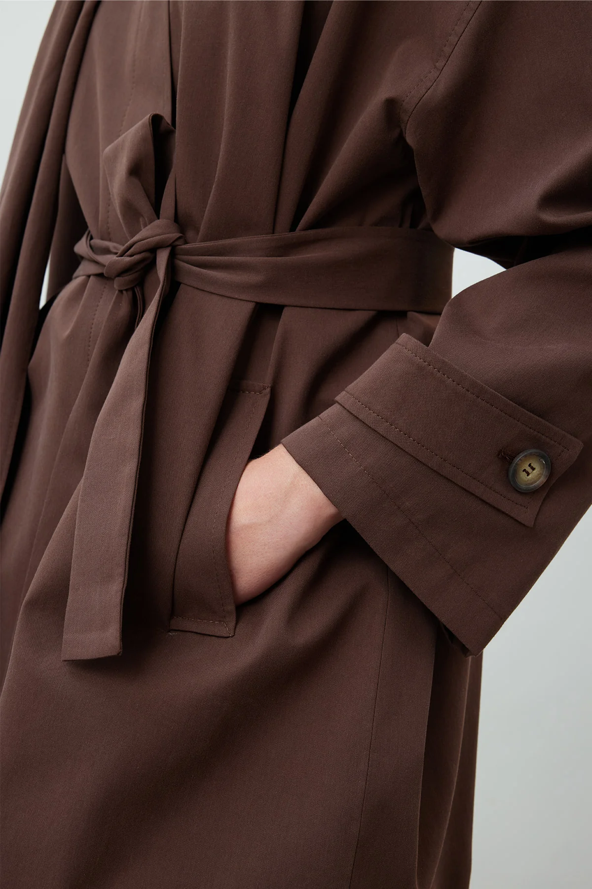 Stockholm Scarf Detailed Oversize Trench Coat Brown - Image 5