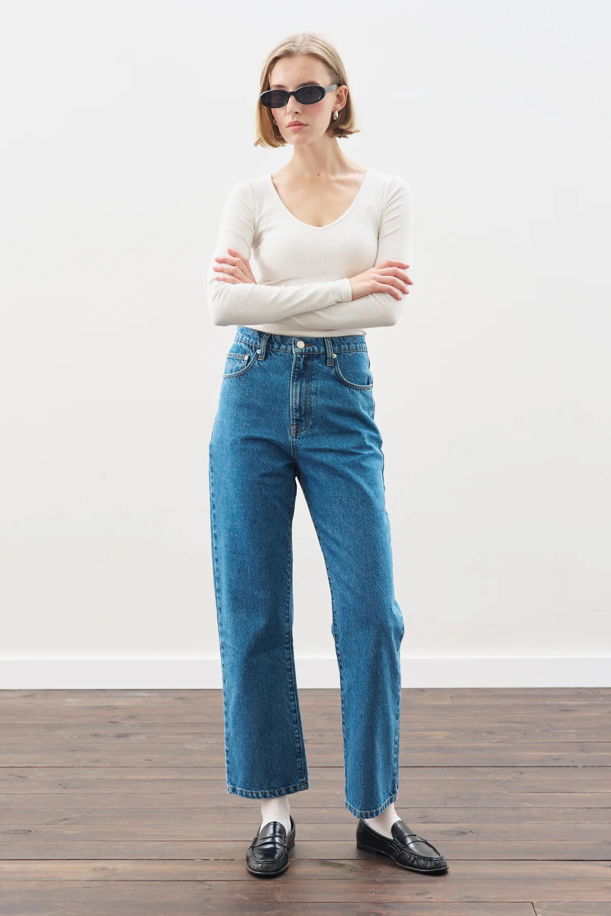 Straight Ankle Jeans Blue