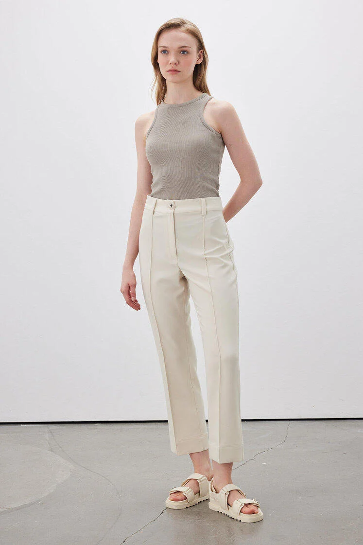 Straight Cut Trousers Beige - Image 3
