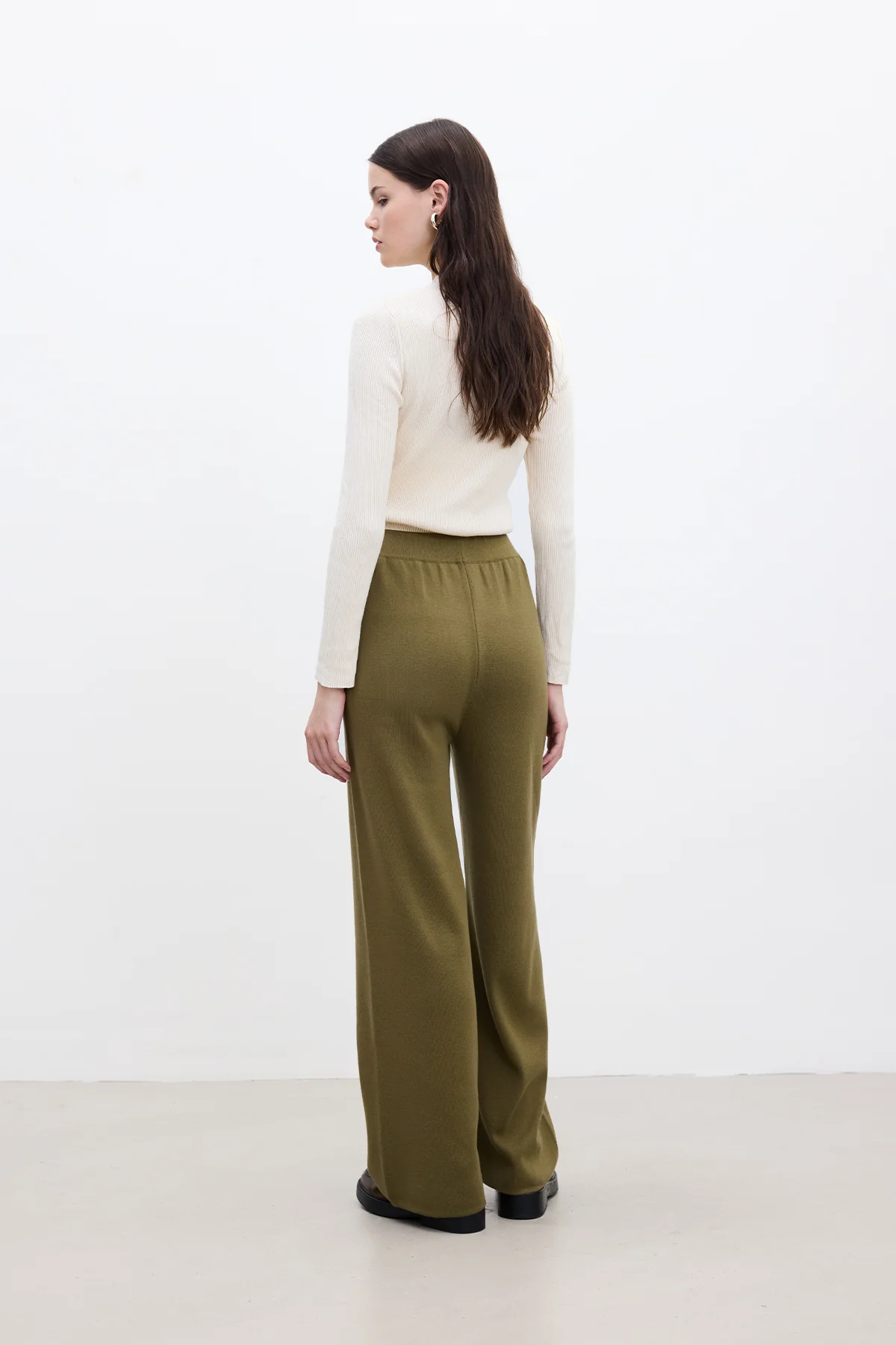 Straight Leg Knit Pants Green - Image 5