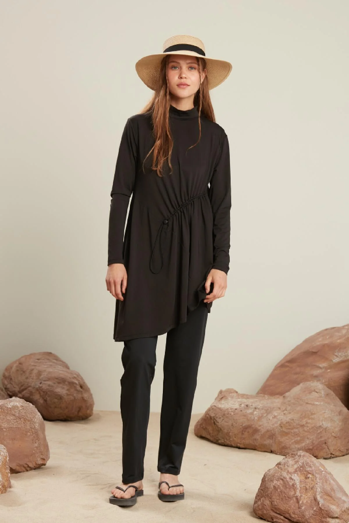 Straight Leg Modest Swimwear Trousers Black - Image 7