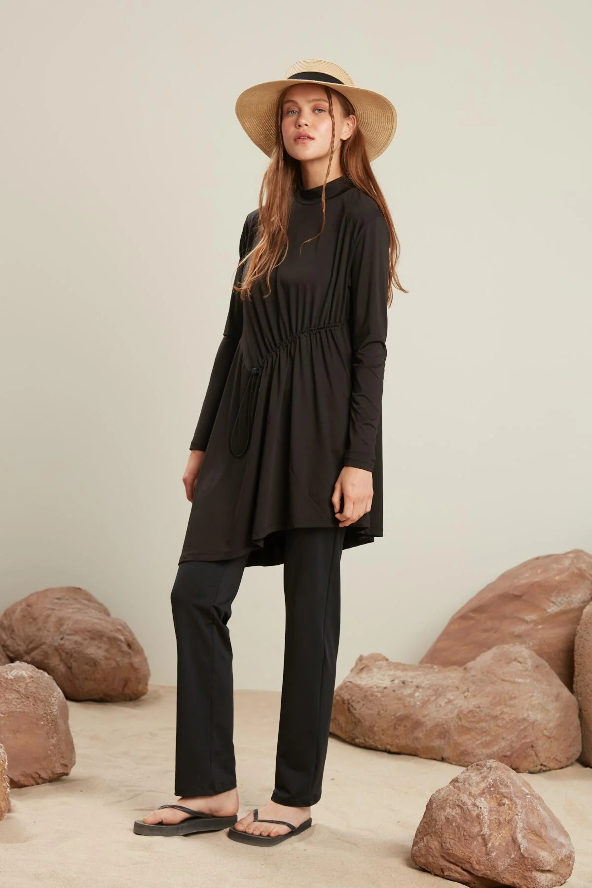 Straight Leg Modest Swimwear Trousers Black - Image 8