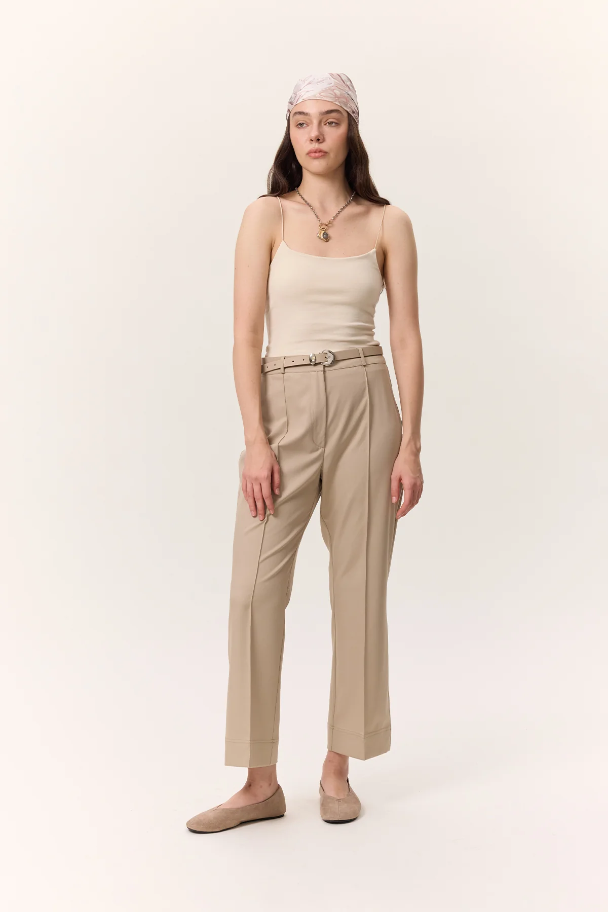 Straight-Leg Trousers Stone - Image 4