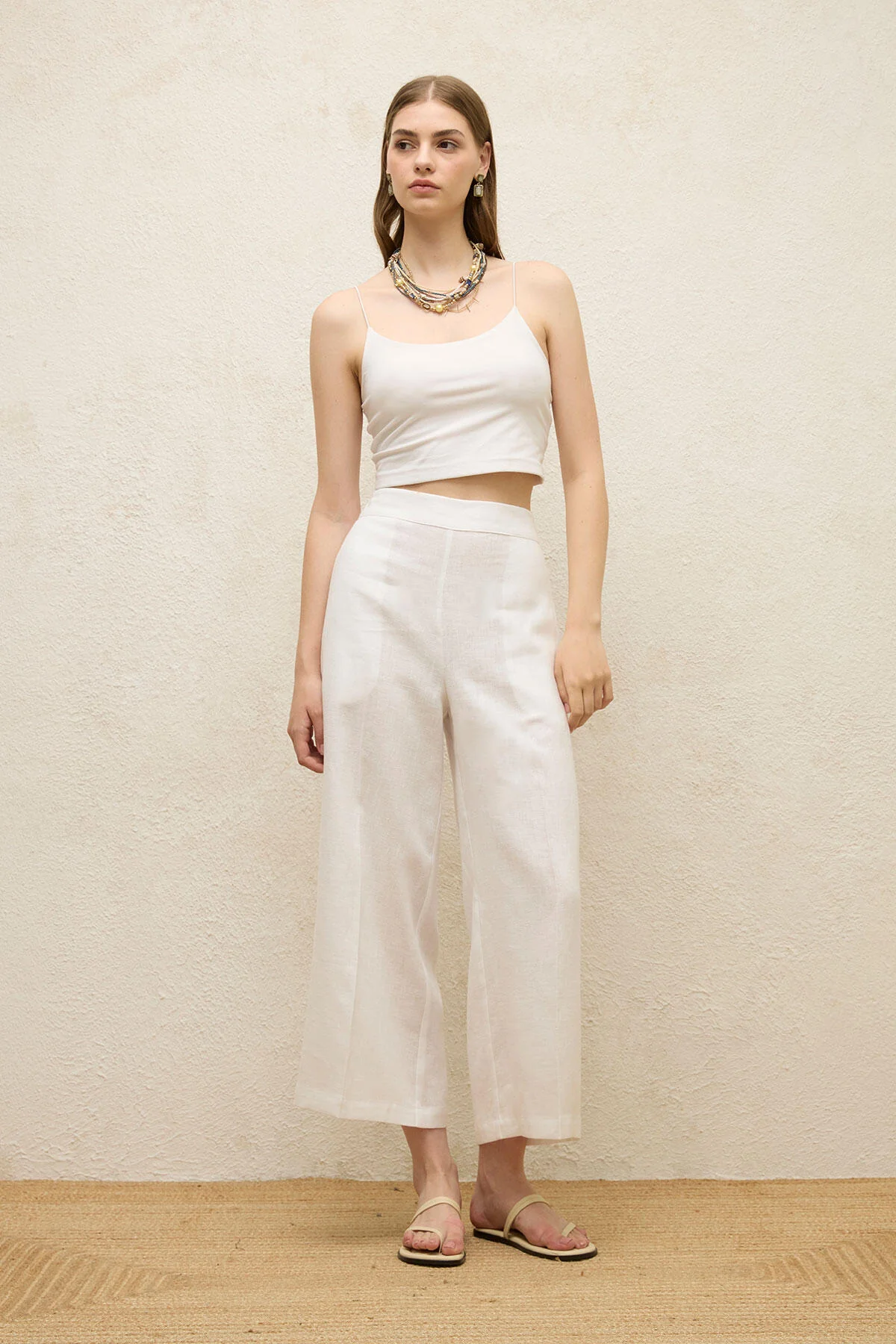 Straight Linen Trousers Ecru - Image 5