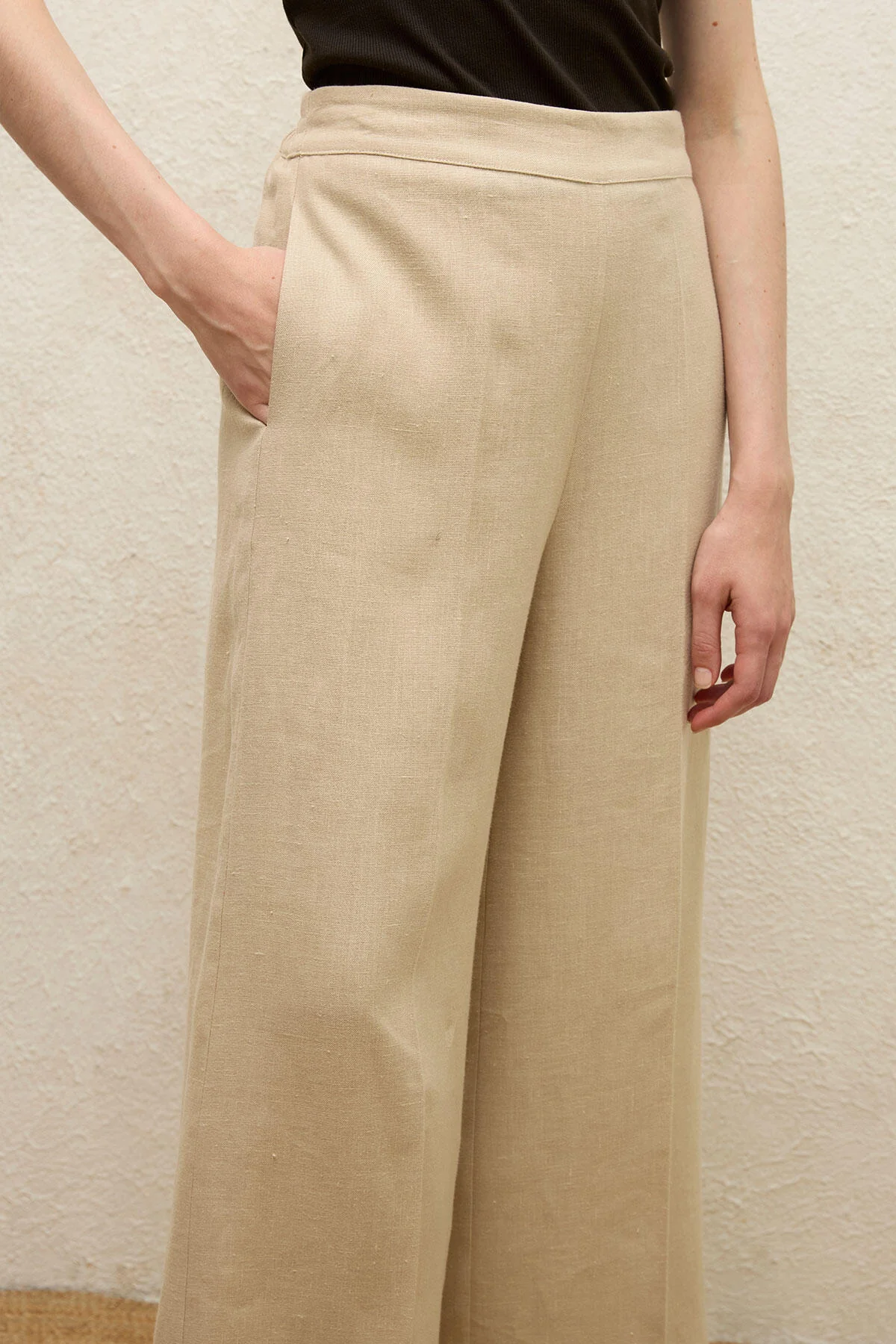 Straight Linen Trousers Natural - Image 5