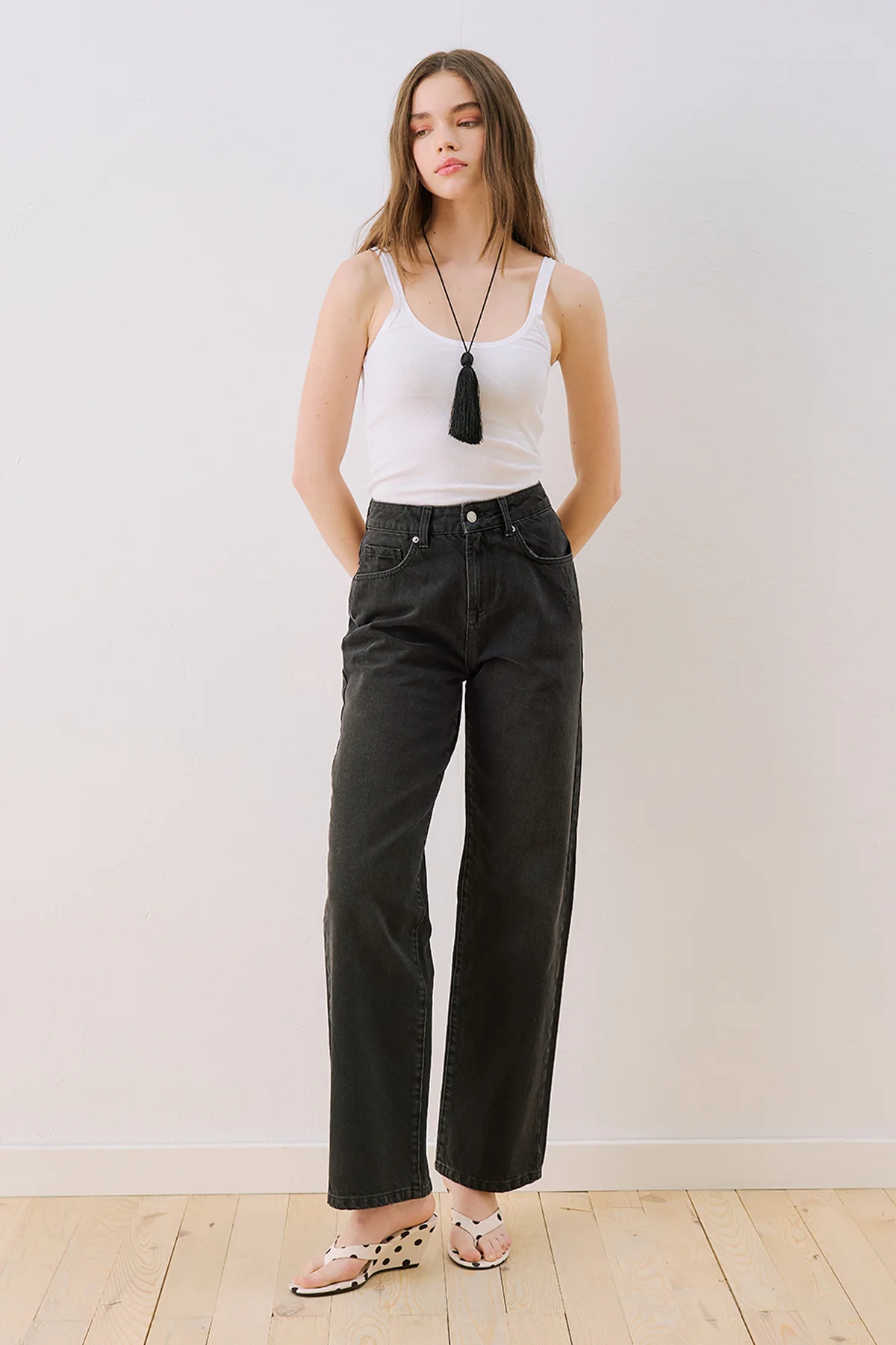 Straight Long Leg Jeans Black