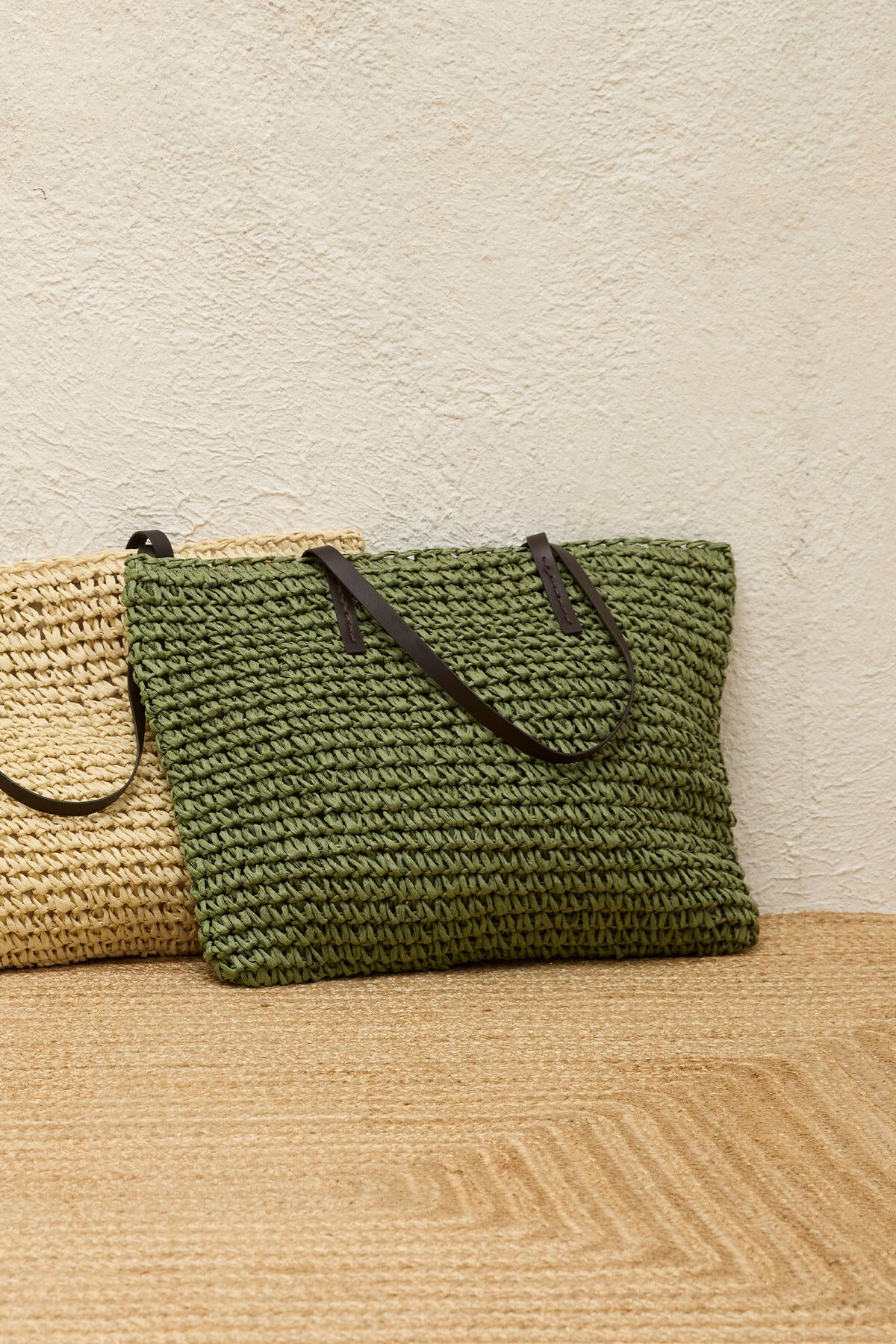 Strap Straw Handbag Green - Image 4