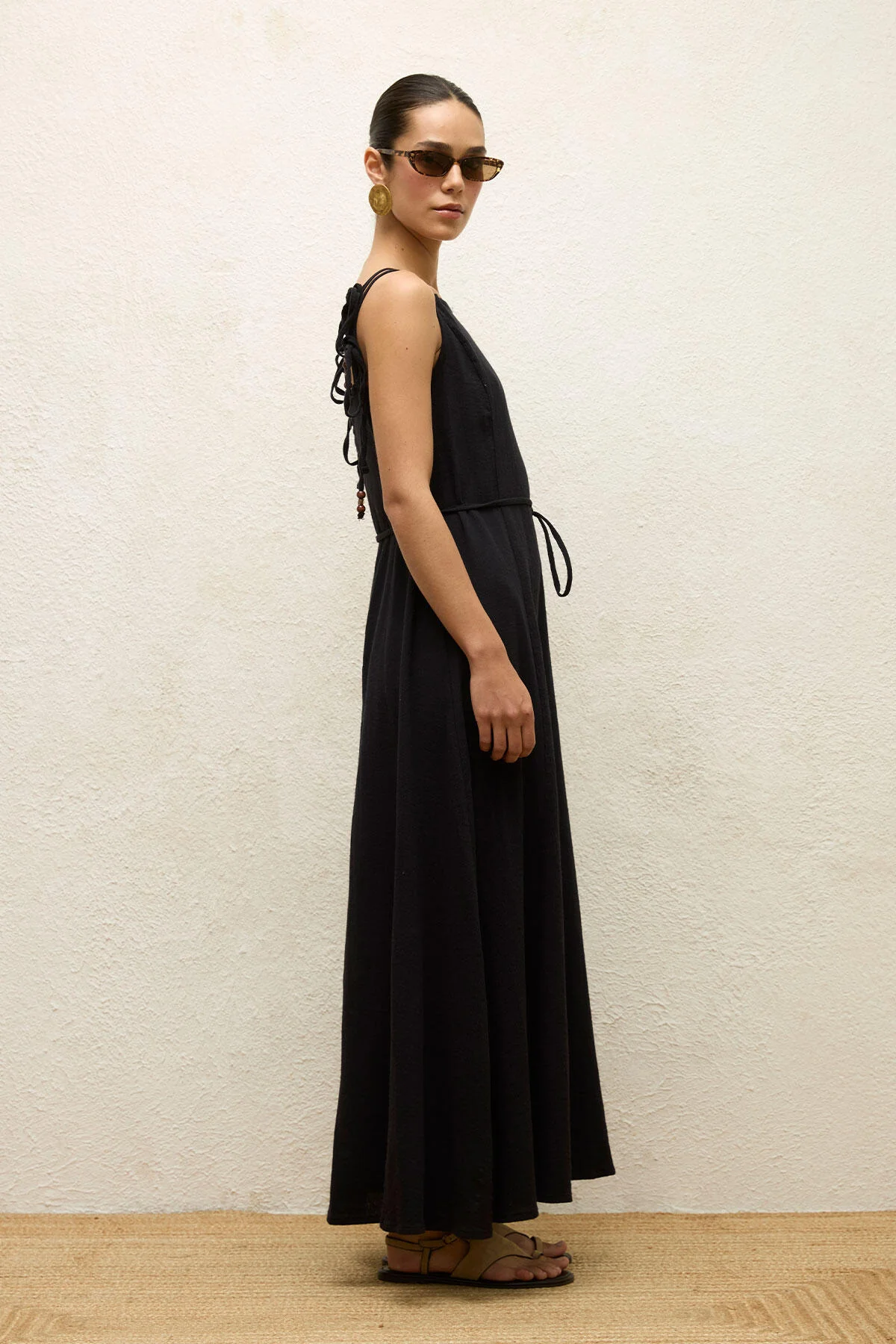 Strappy Cotton Dress Black - Image 5