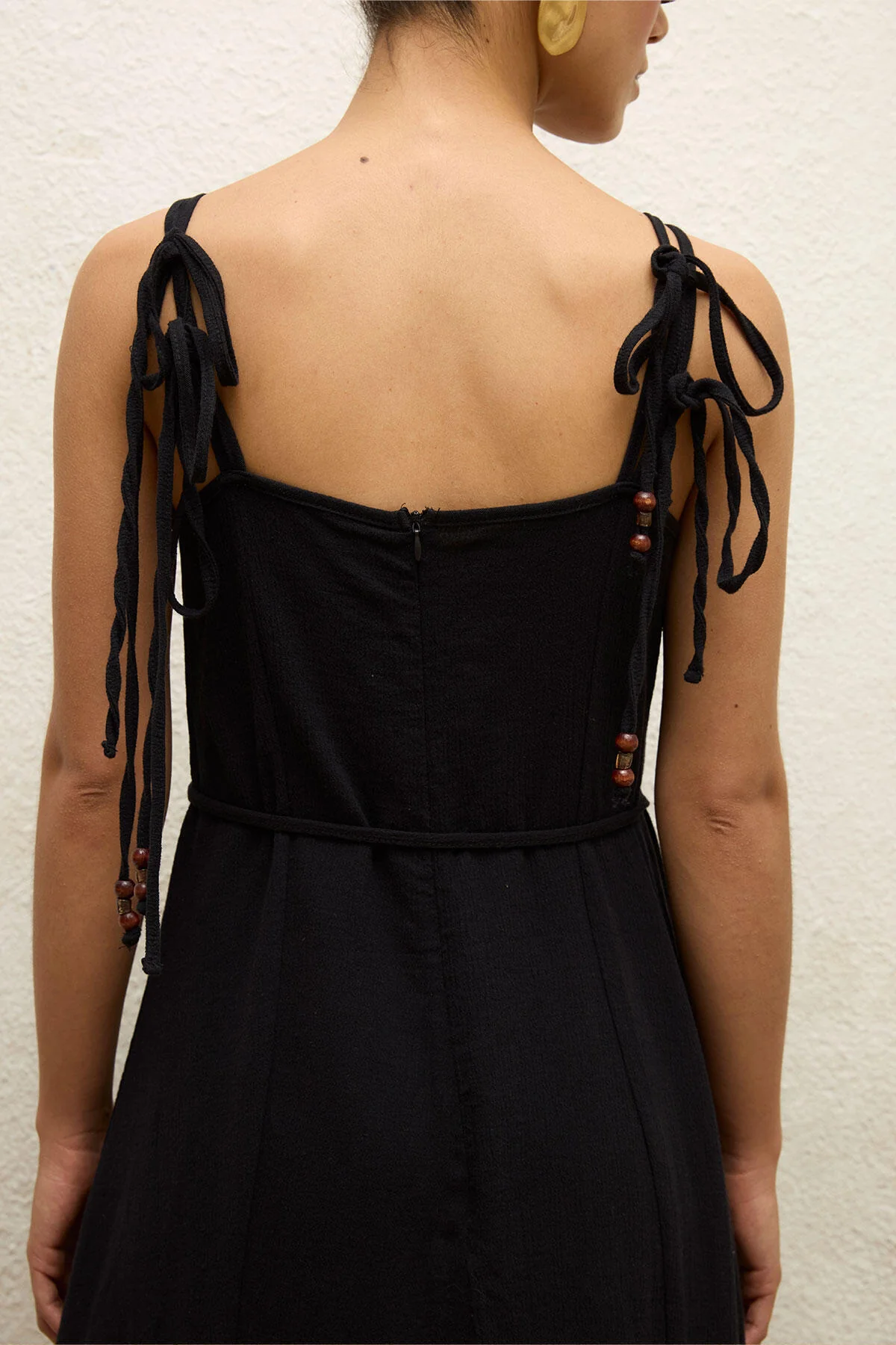 Strappy Cotton Dress Black - Image 6