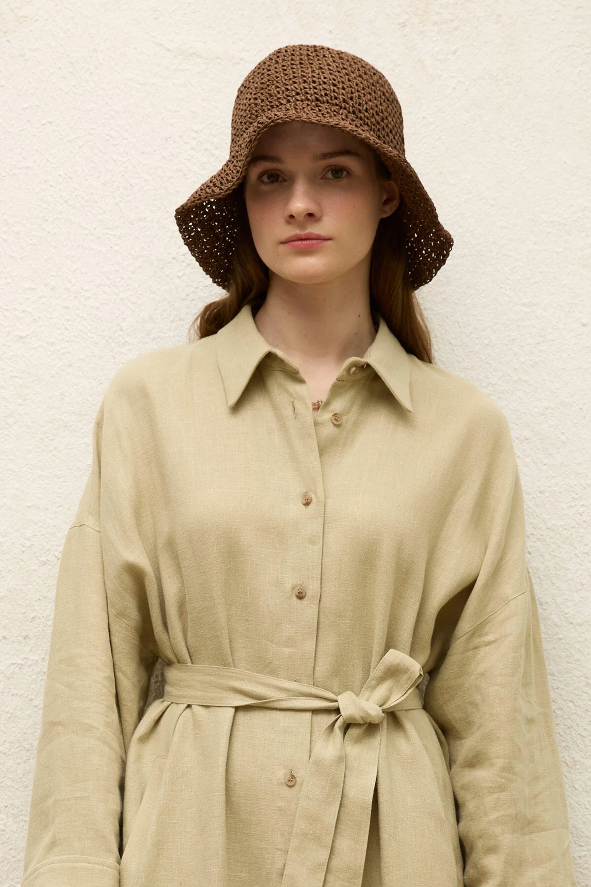Straw Bucket Hat Brown