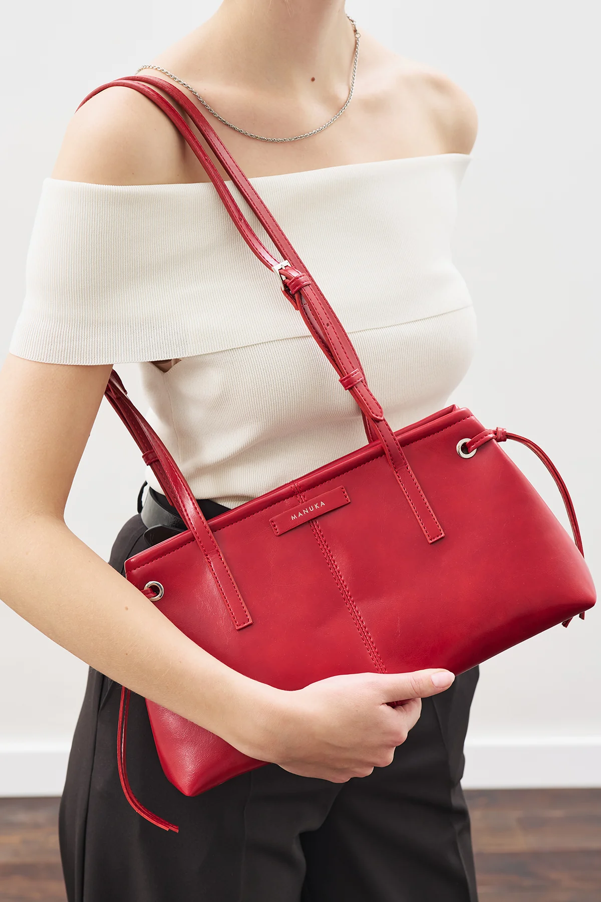Stripe-Detail Bag Burgundy - Image 2