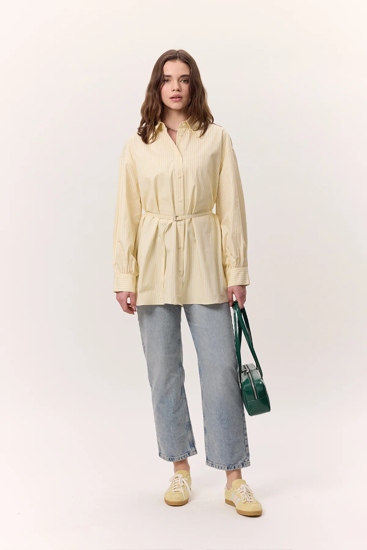 Striped Belted Shirt Yellow - Image 2