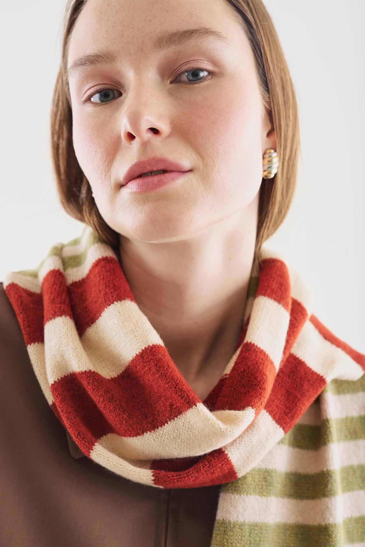 Striped Long Scarf Ecru - Image 6