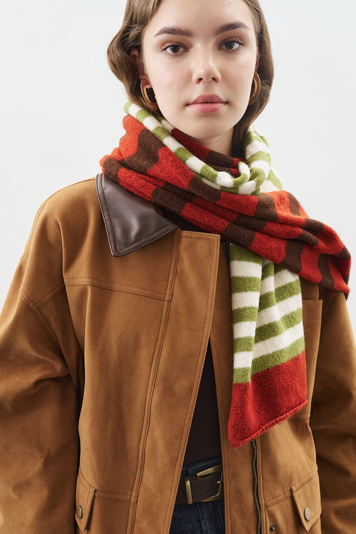 Striped Long Scarf Green - Image 3