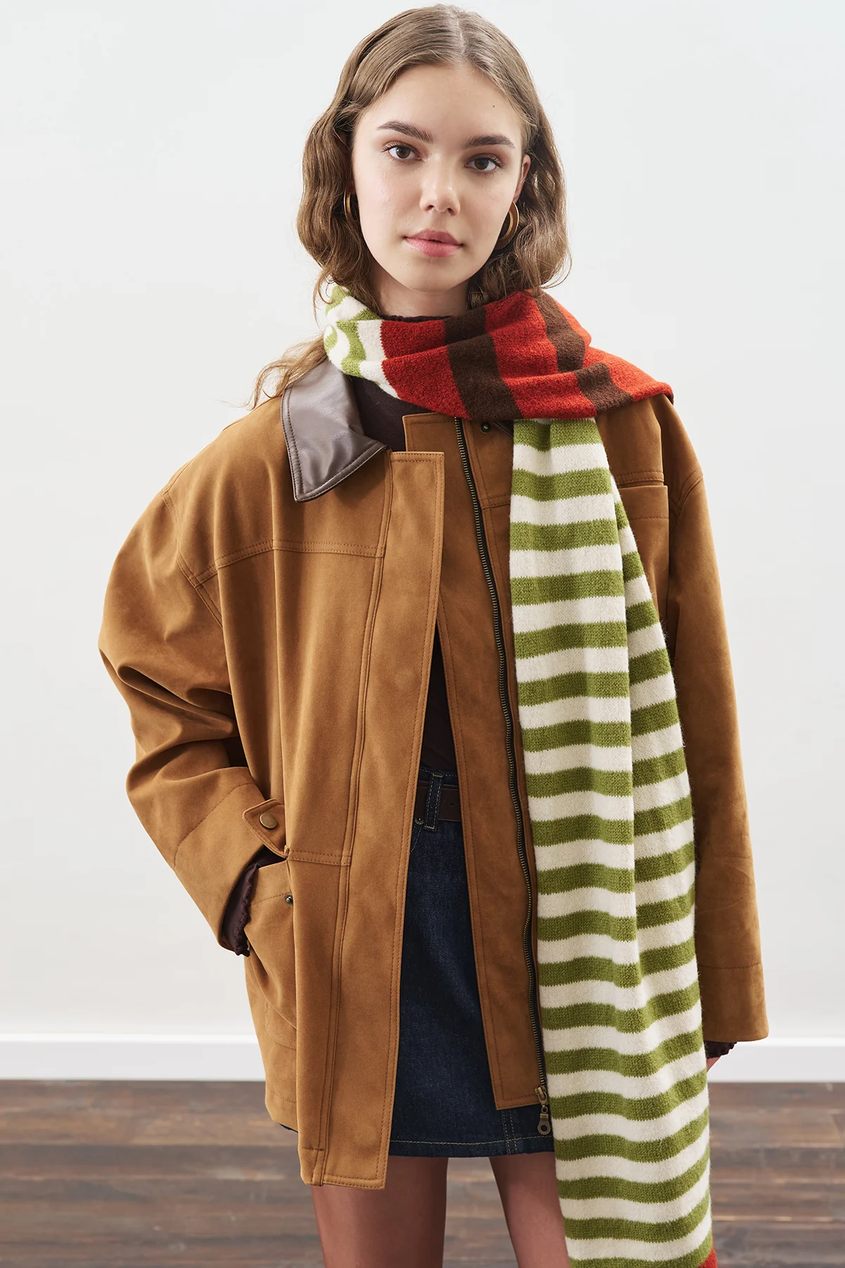 Striped Long Scarf Green - Image 4