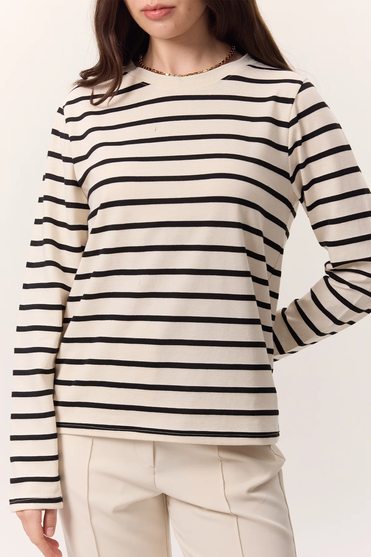 Striped Long-Sleeve Regular Fit T-Shirt Black - Image 6