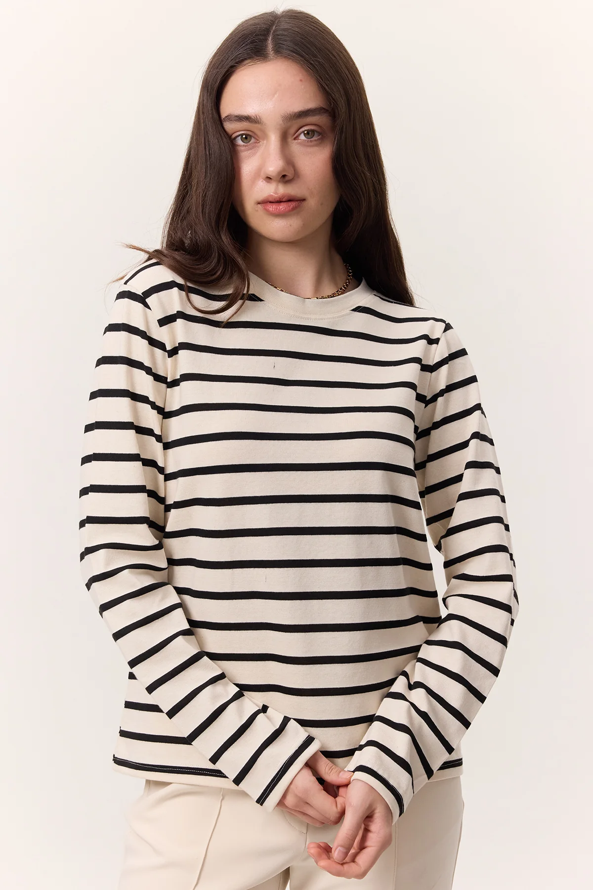 Striped Long-Sleeve Regular Fit T-Shirt Black - Image 7