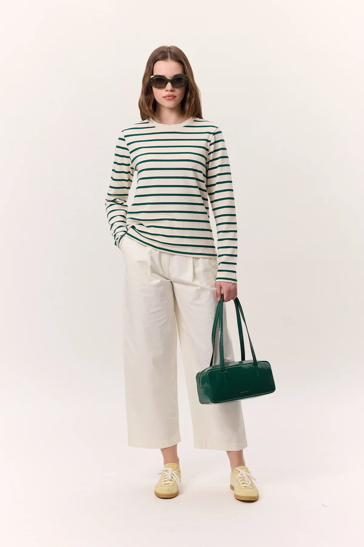 Striped Long-Sleeve Regular Fit T-Shirt Green - Image 5