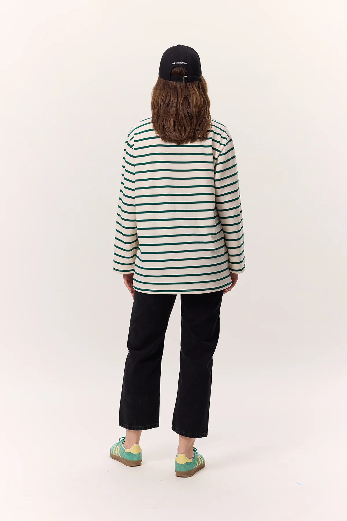 Striped Oversized Long Sleeve T-Shirt Green - Image 6