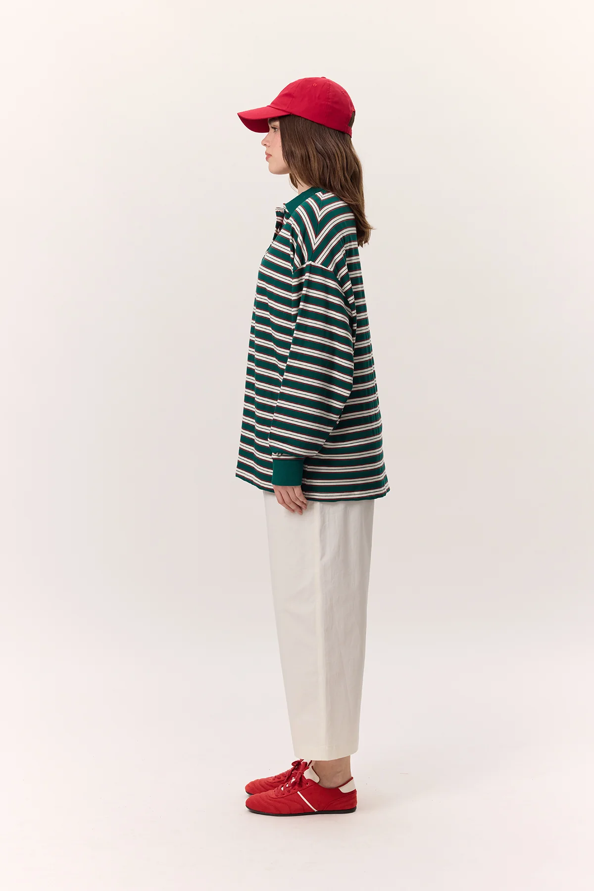 Striped Polo Sweatshirt Green - Image 7