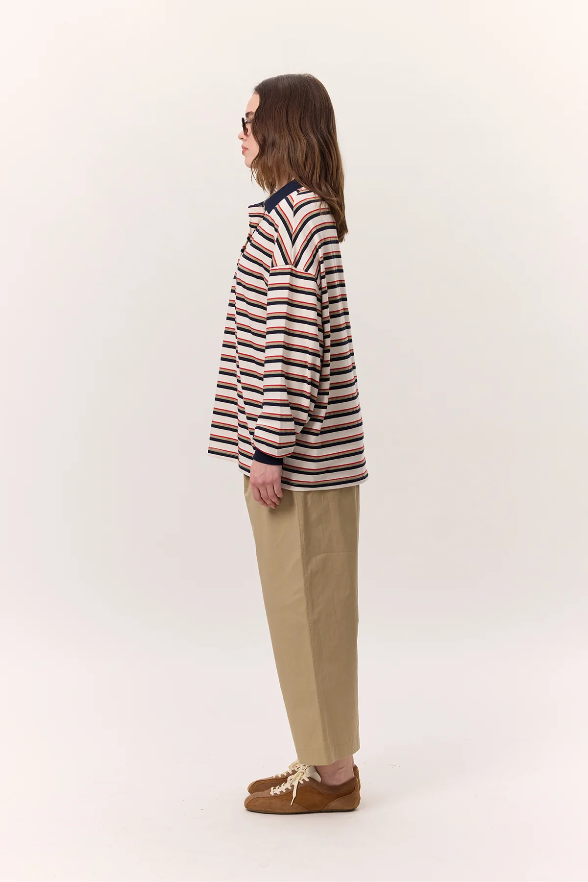 Striped Polo Sweatshirt Navy Blue - Image 7