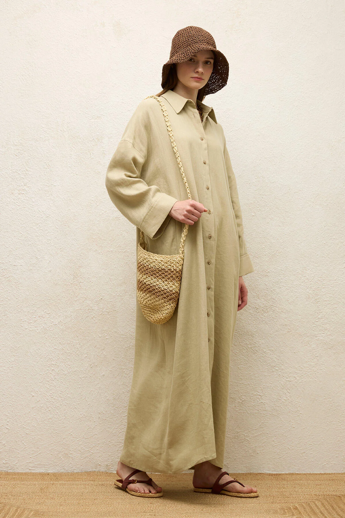 Striped Straw Mini Bag Beige - Image 6