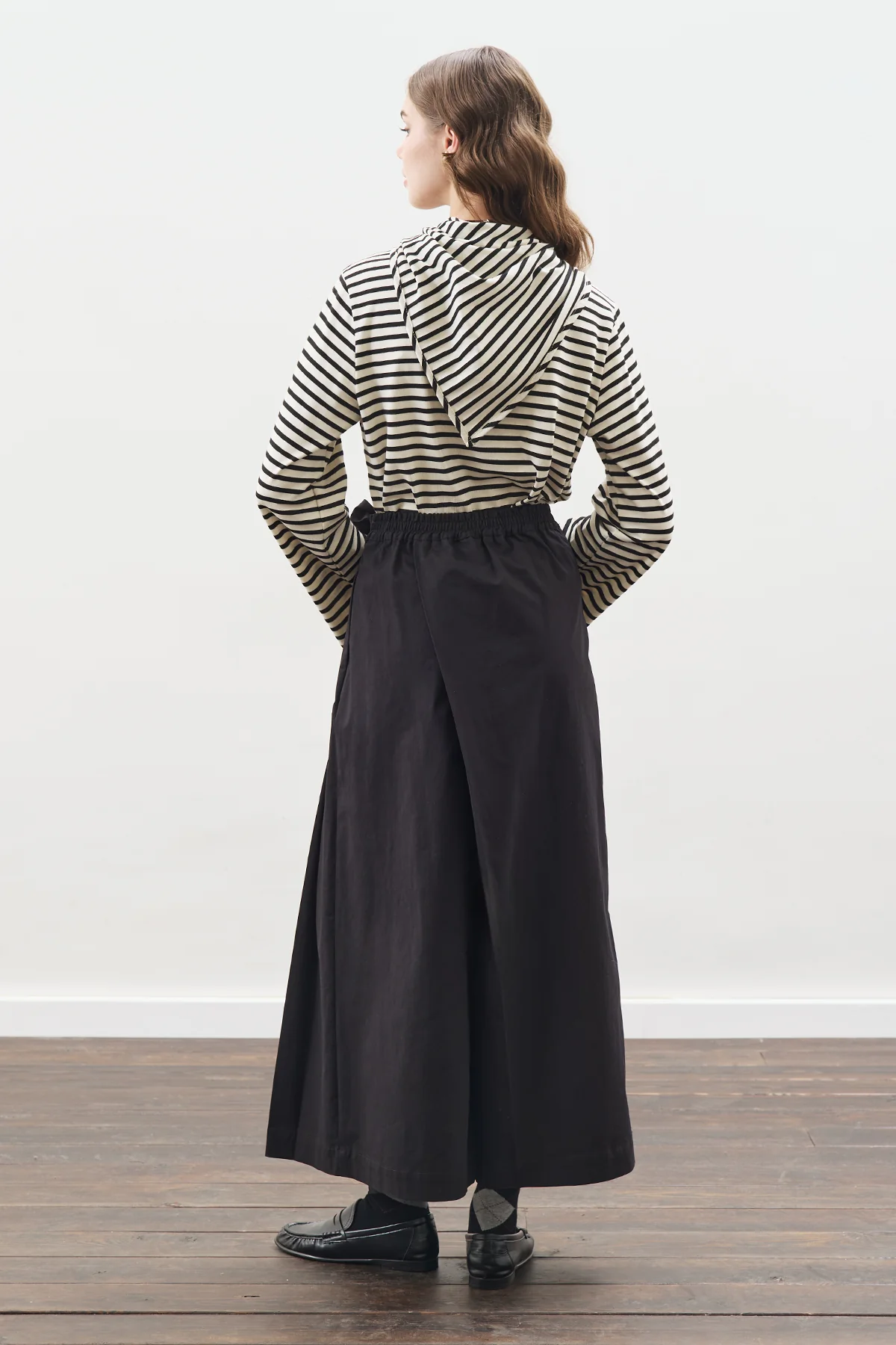 Striped T-Shirt With Scarf Detail Black - Image 7