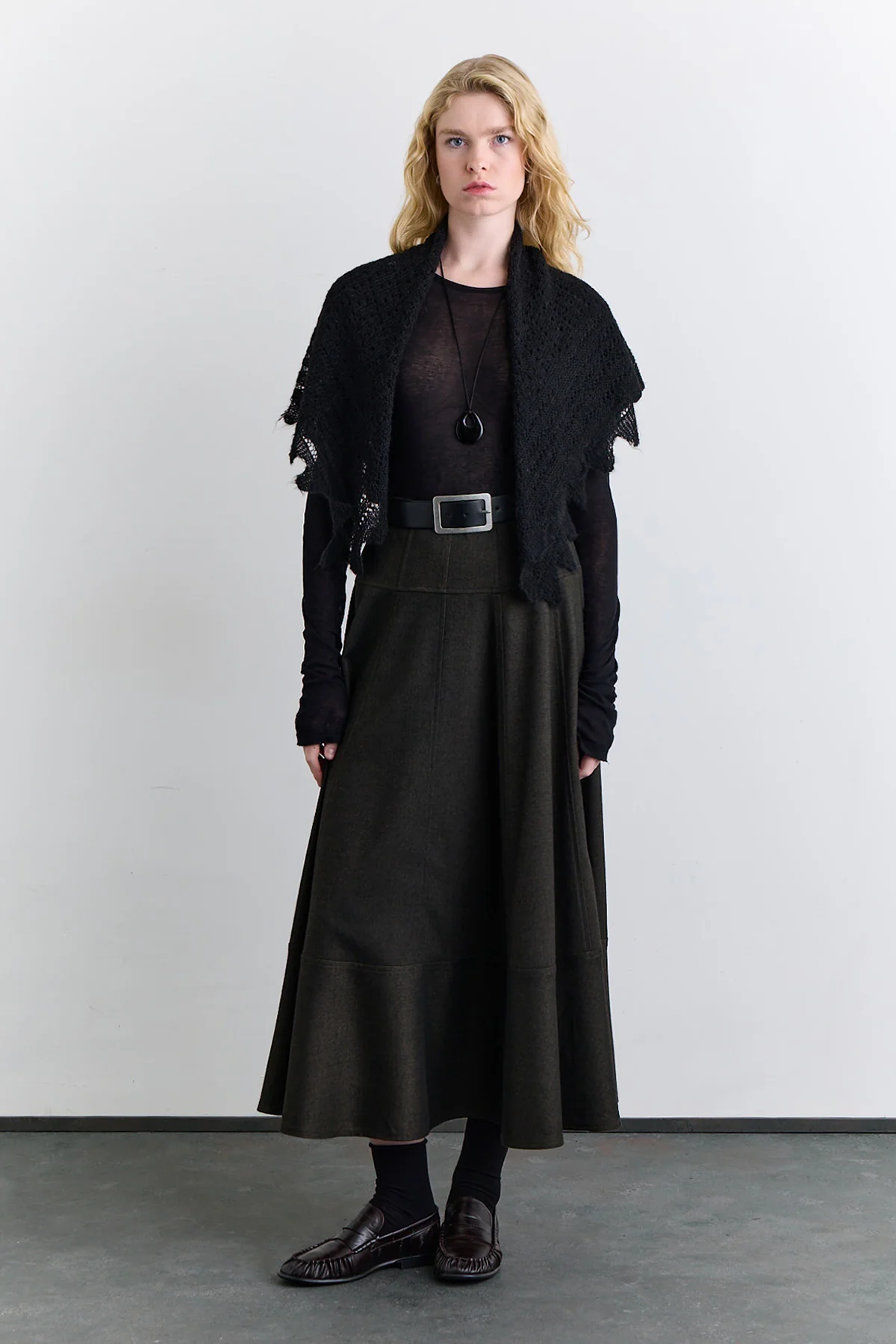 Structured Wide Skirt Khaki - Image 7