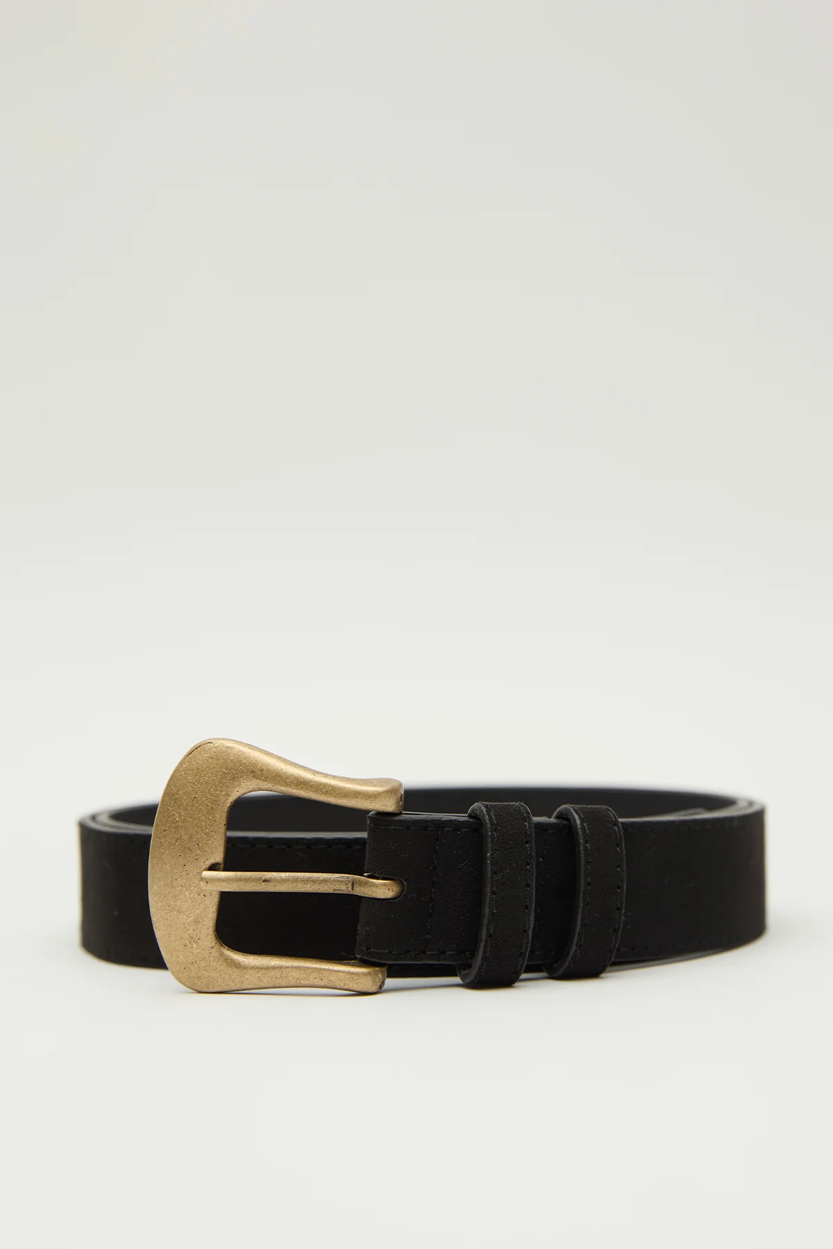 Suede Faux Leather Buckle Belt Black - Image 3