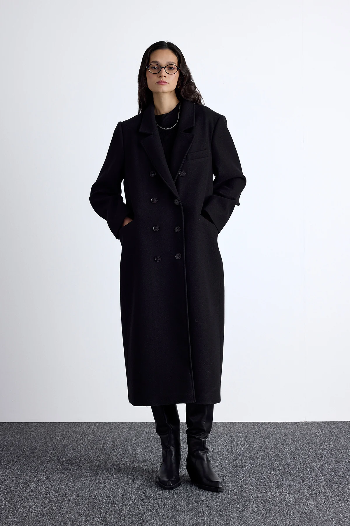 Tailored Masculine Coat Black - Image 6