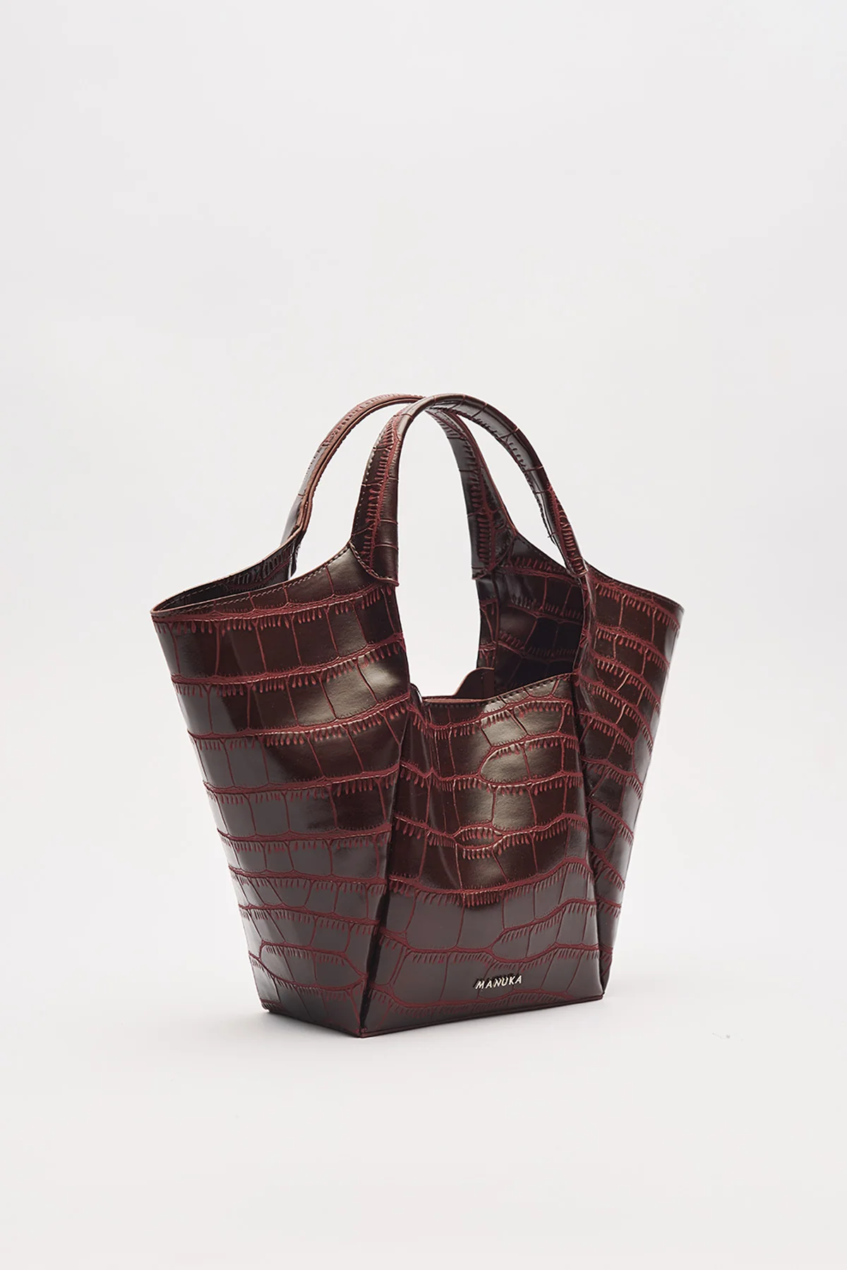 Tara Embossed Leather Bag Burgundy - Image 6