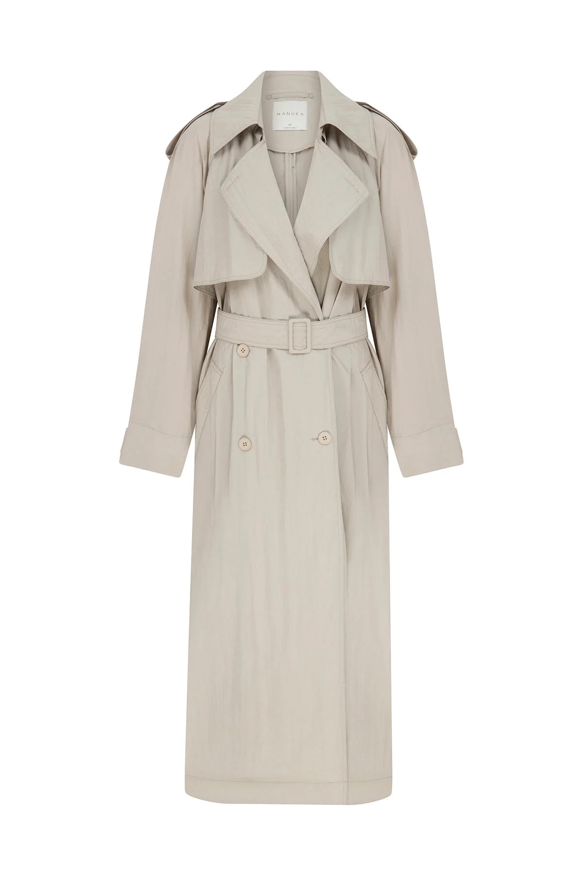Technical Fabric Oversize Trench Coat Beige - Image 4