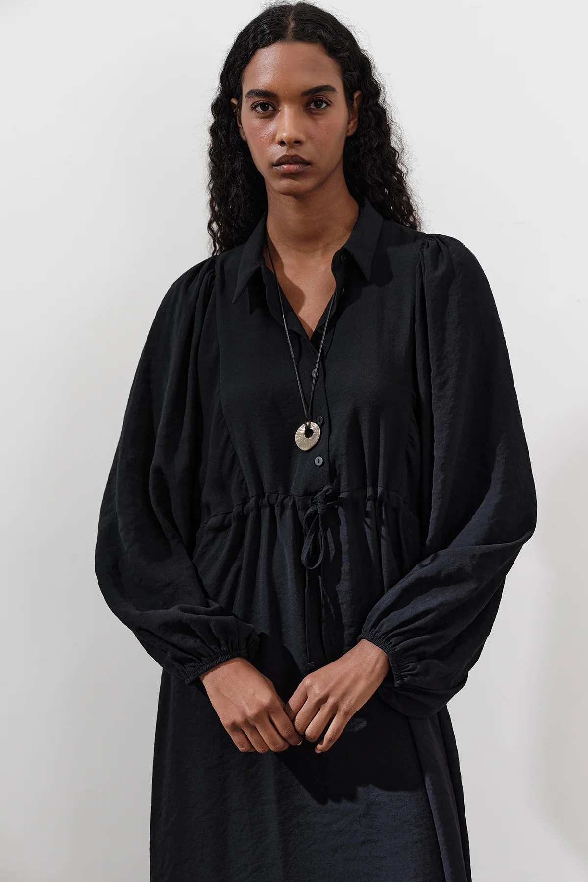 Tencel Fluid Dress Black - Image 2