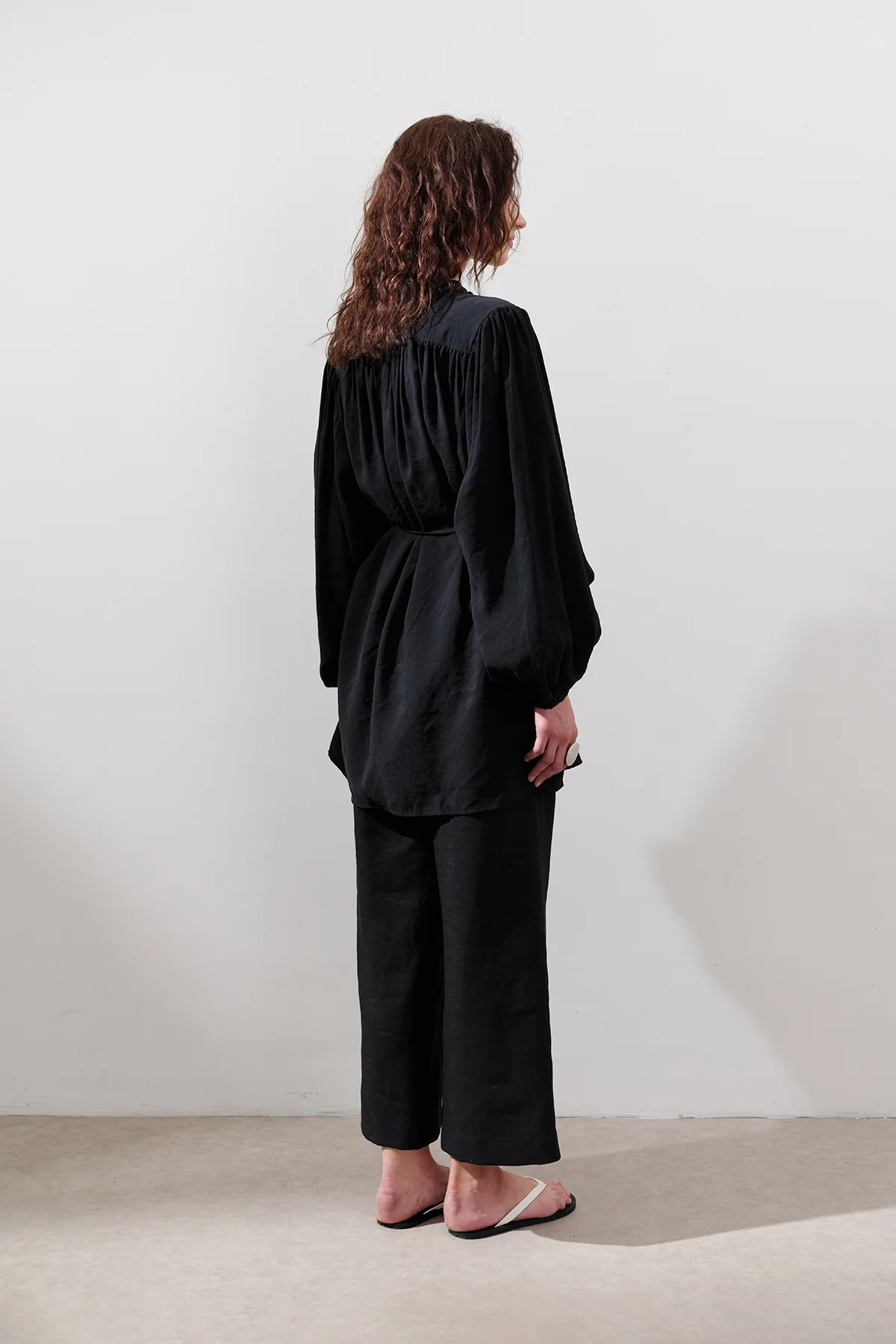 Tencel Gathered Tunic Black - Image 6