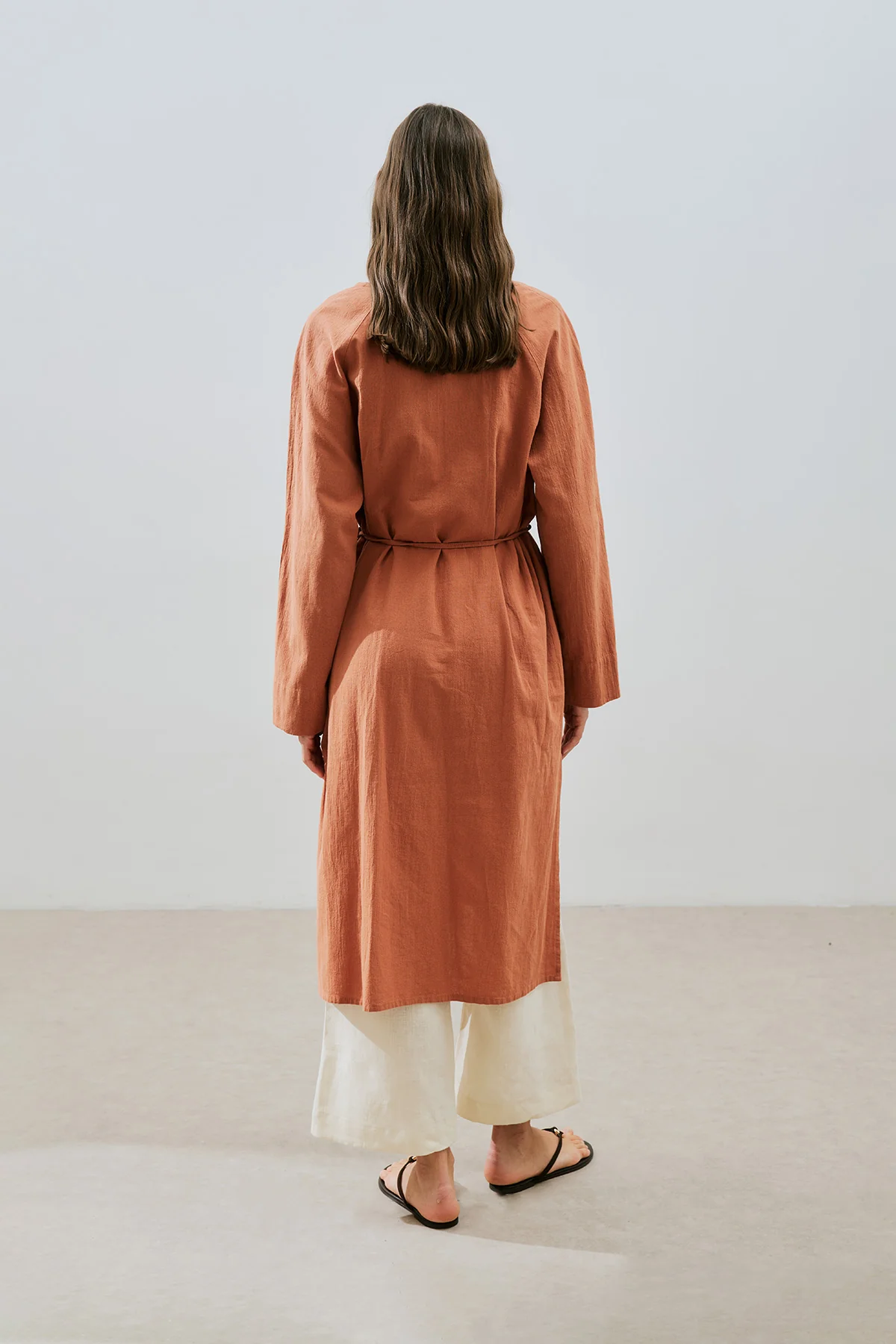 Textured Button Longline Tunic Cinnamon - Image 7