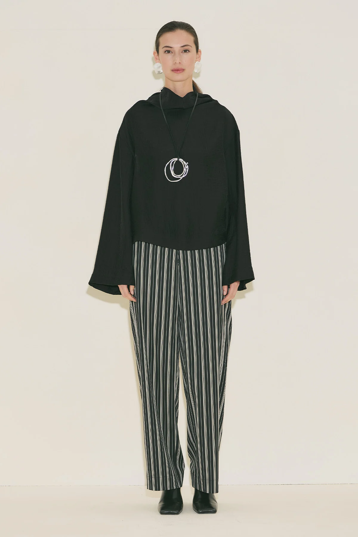 Textured Drape Blouse Black - Image 10
