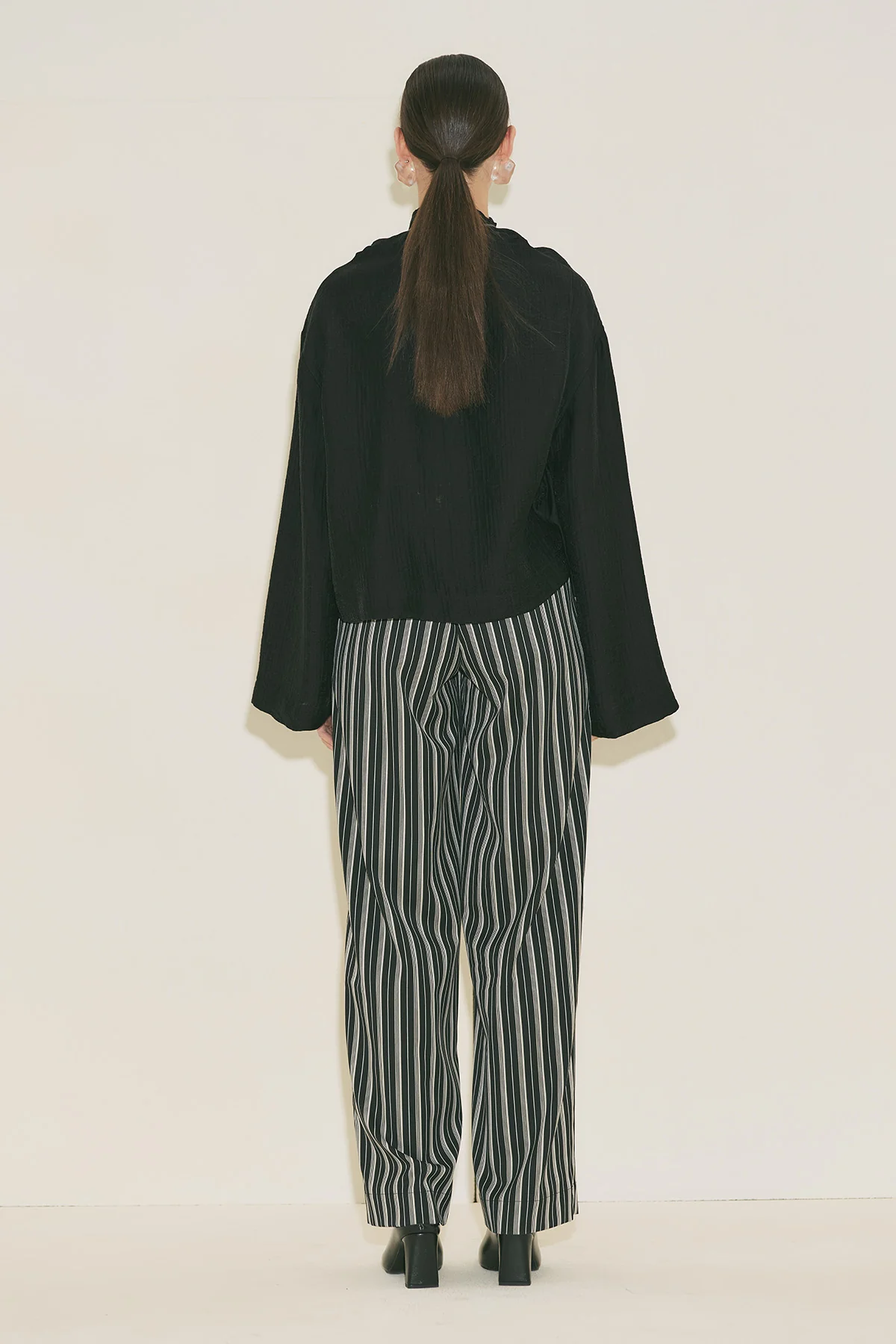 Textured Drape Blouse Black - Image 6