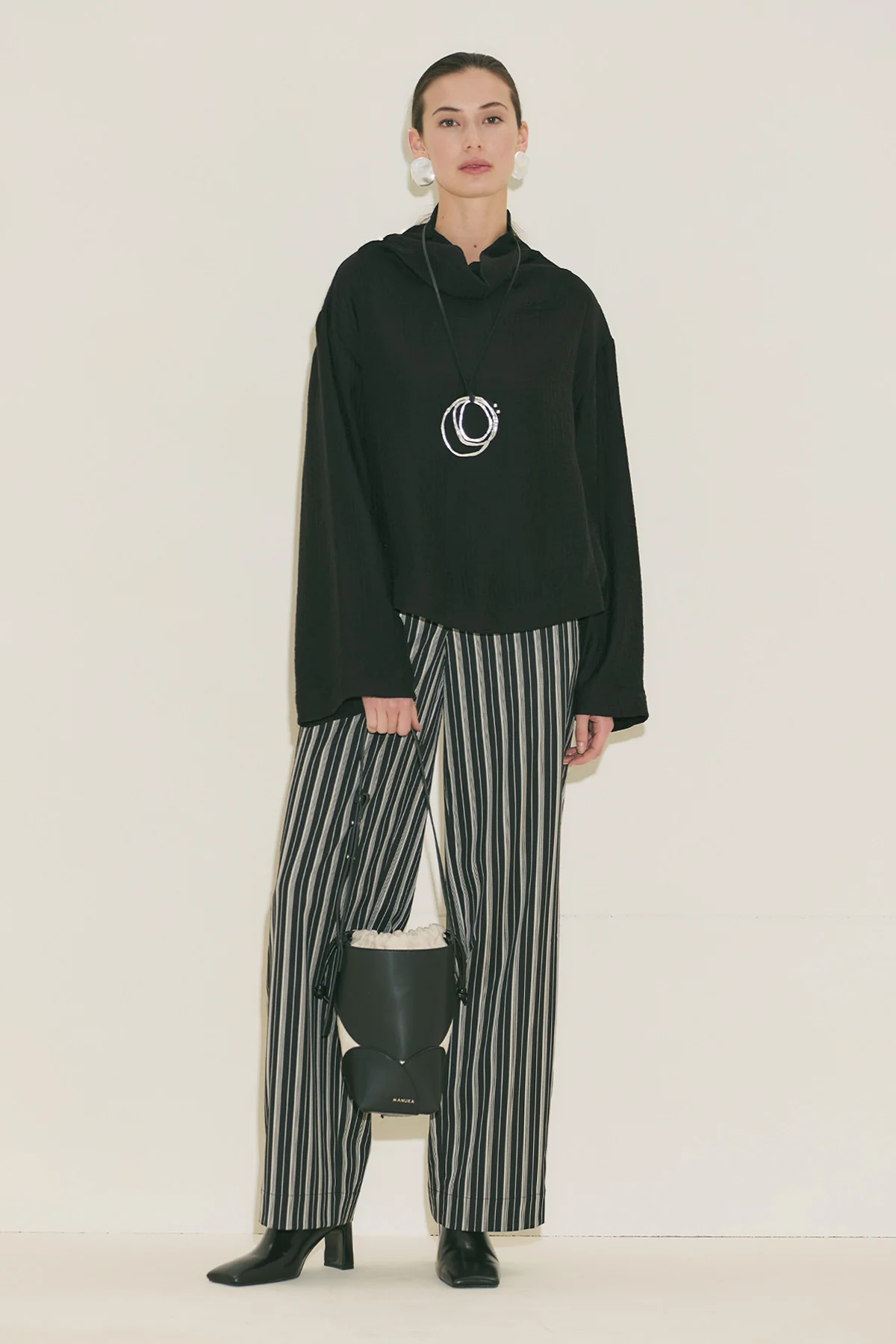 Textured Drape Blouse Black - Image 7