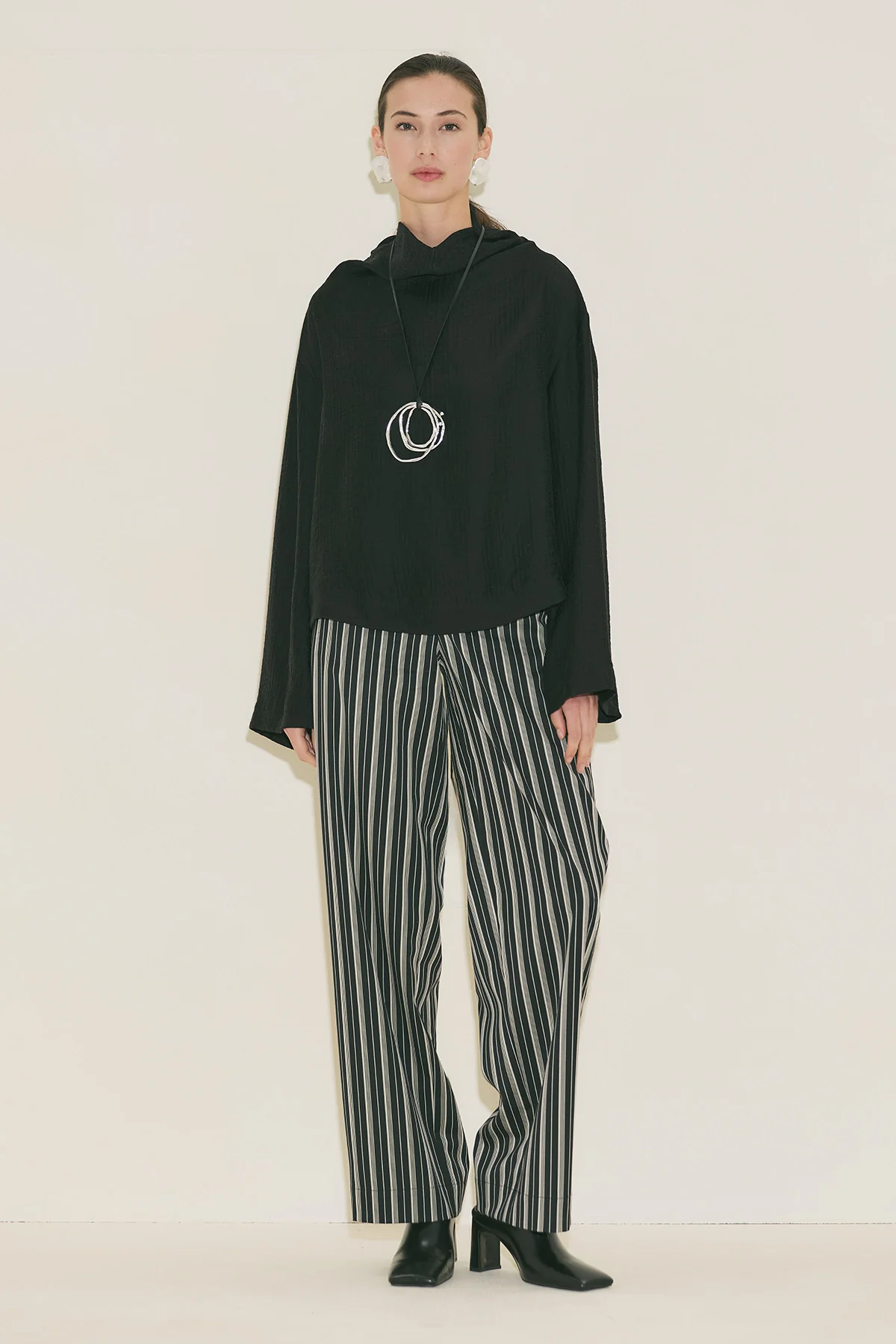 Textured Drape Blouse Black - Image 9