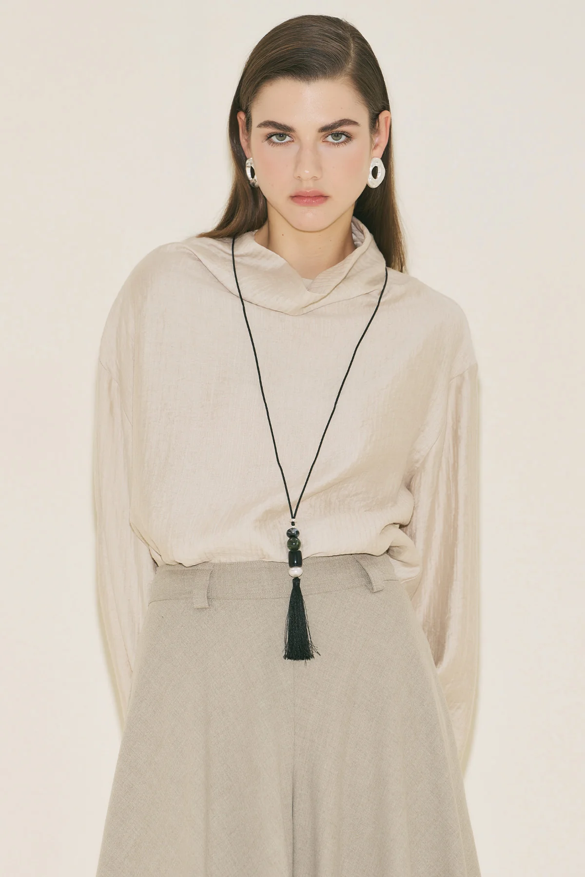Textured Drape Blouse Stone - Image 17
