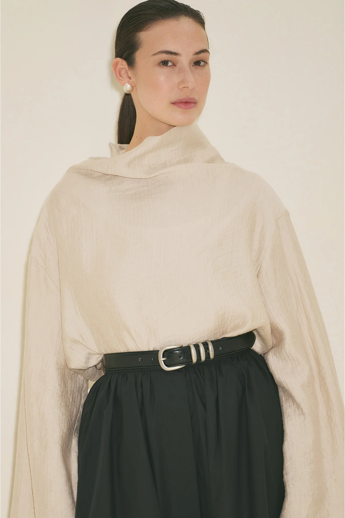 Textured Drape Blouse Stone - Image 3