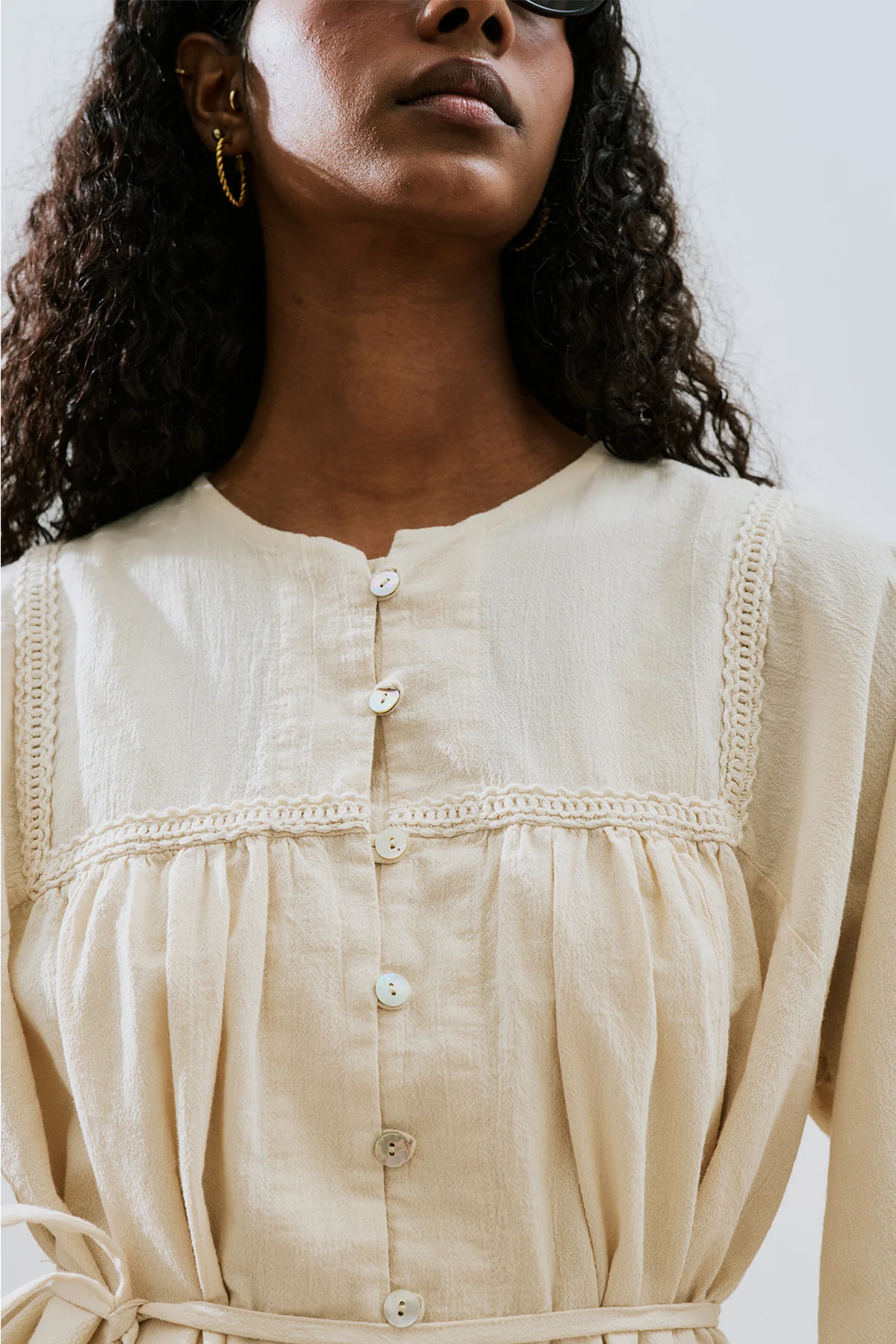 Textured Embroidered Shirt Natural - Image 5