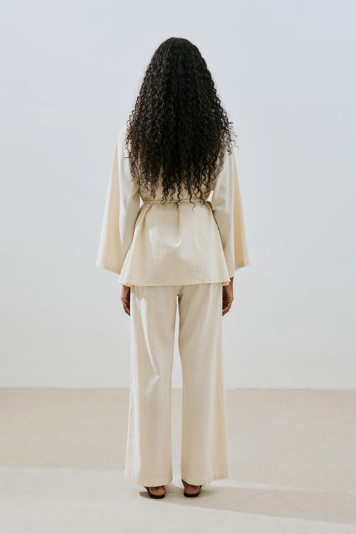 Textured Embroidered Shirt Natural - Image 7