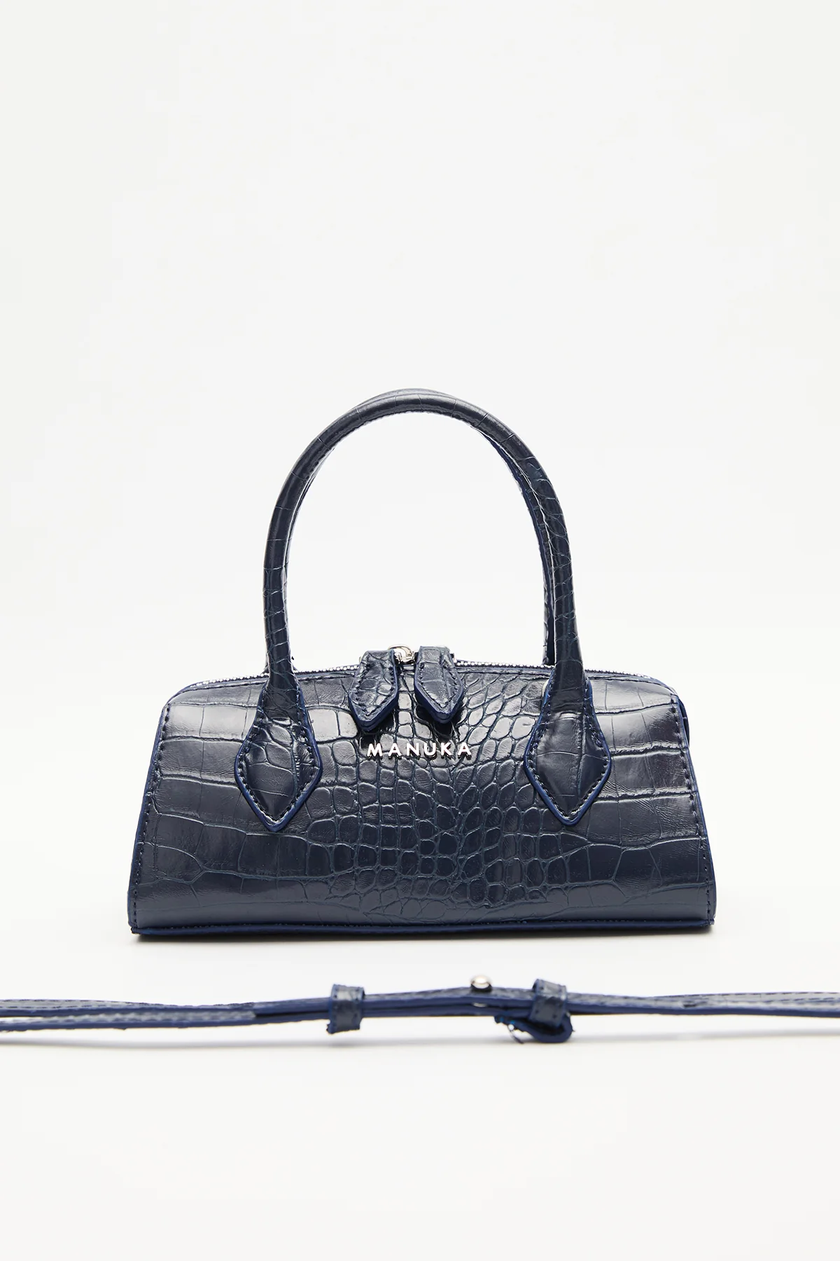 Textured Faux Leather Mini Bag Navy Blue - Image 2
