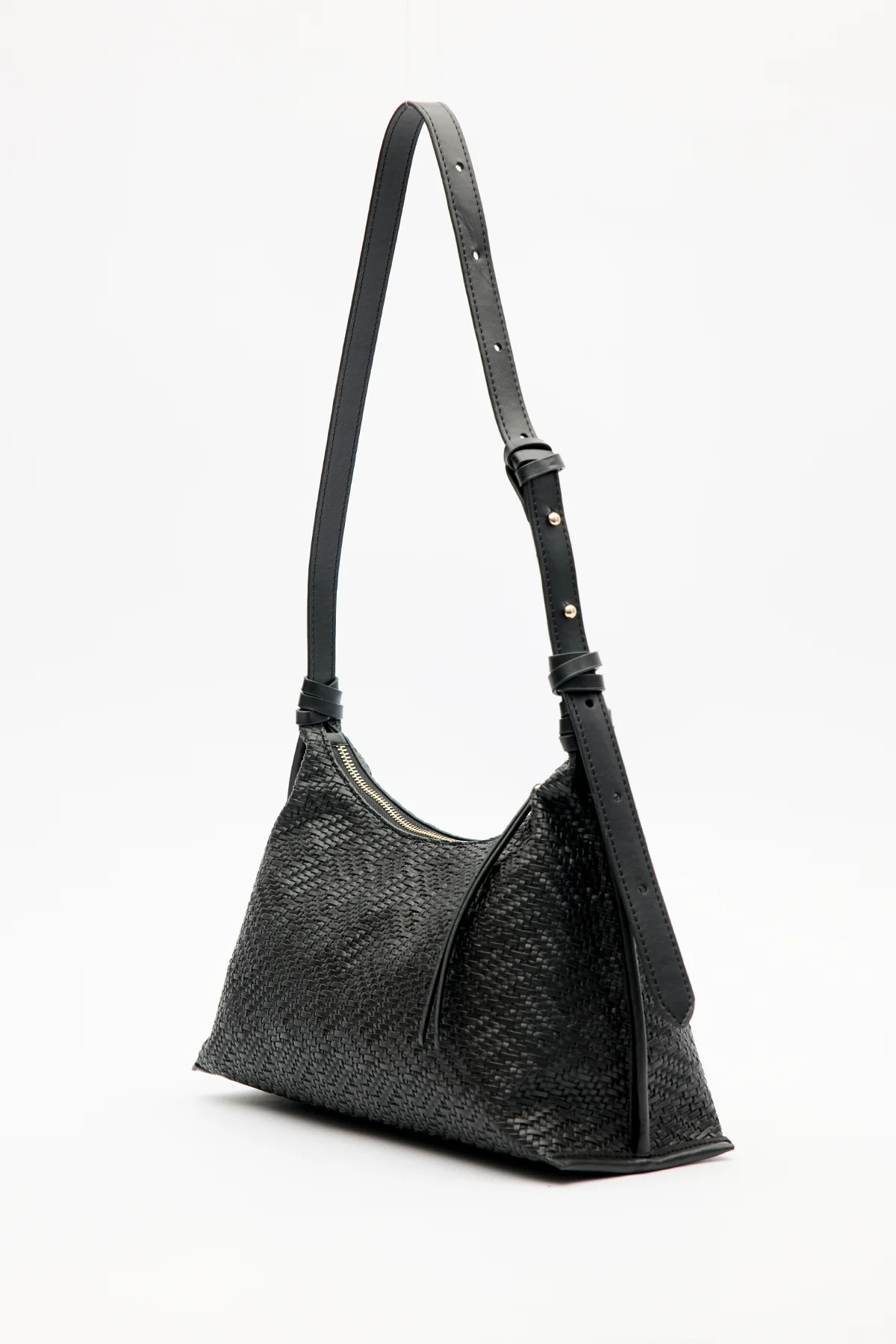 Textured Leather Shoulder Bag Black - Image 4
