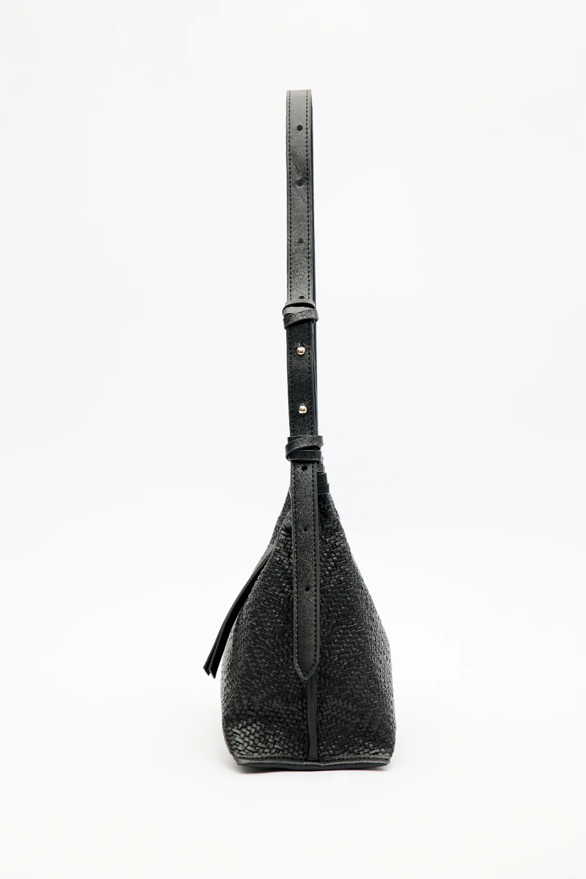 Textured Leather Shoulder Bag Black - Image 5