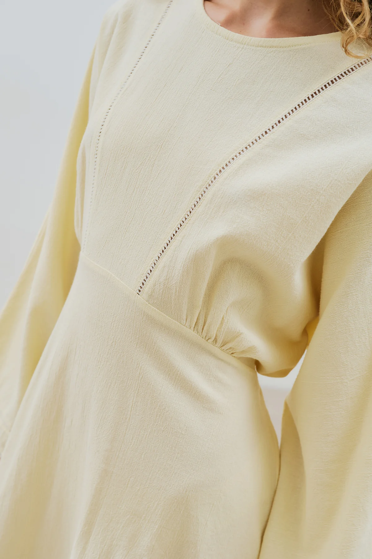 Textured Stripe Detail Dress Yellow - Image 4