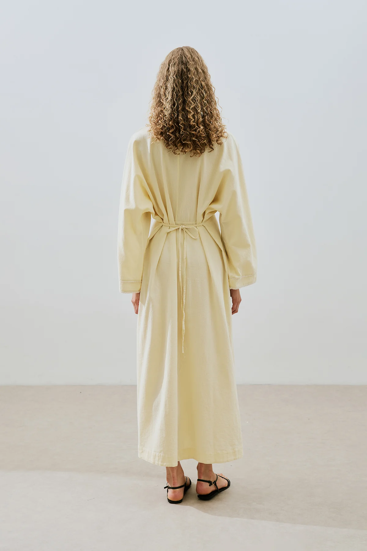 Textured Stripe Detail Dress Yellow - Image 6