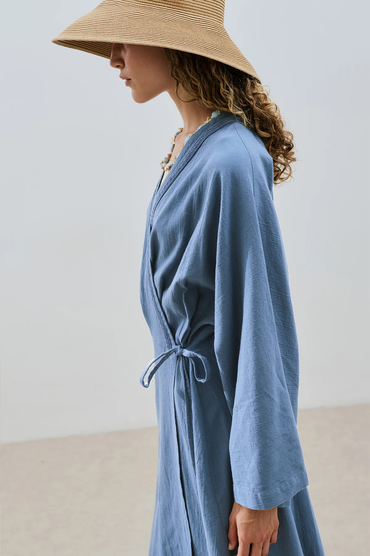 Textured Wrap Dress Indigo - Image 6